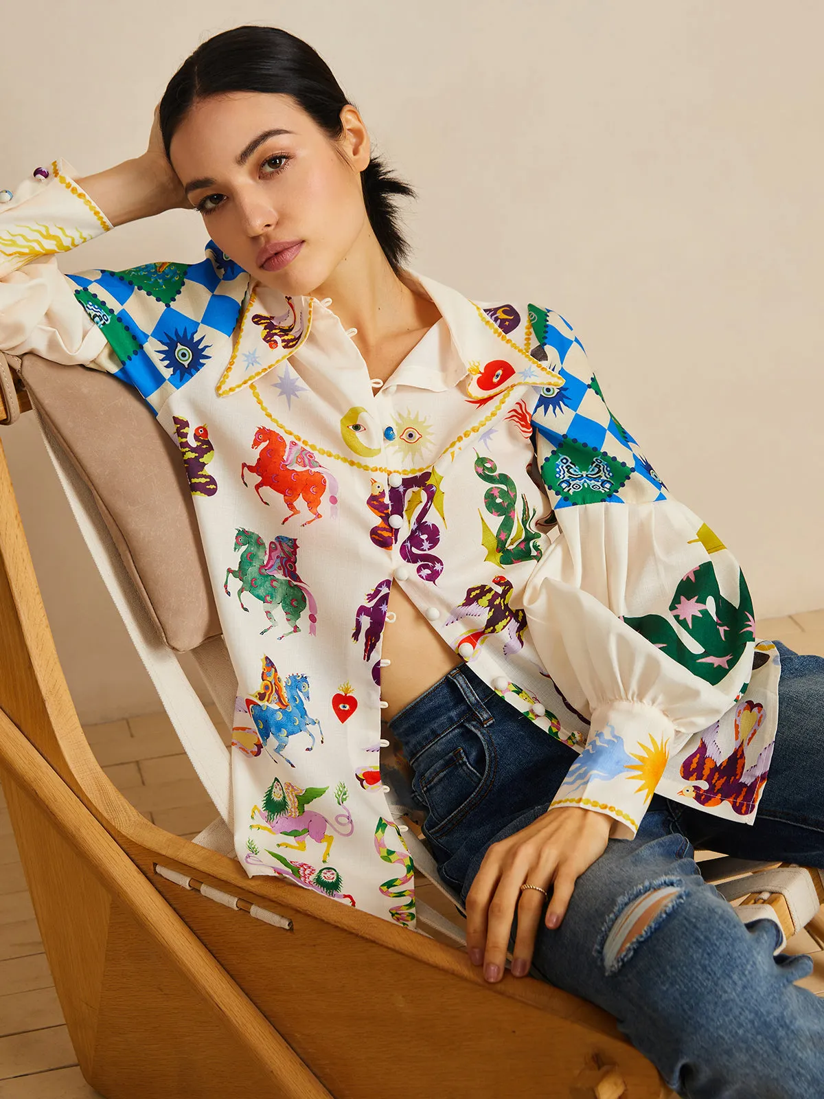 All Over Print Long Sleeve Blouse sold by COMMENSE product image thumbnail 3