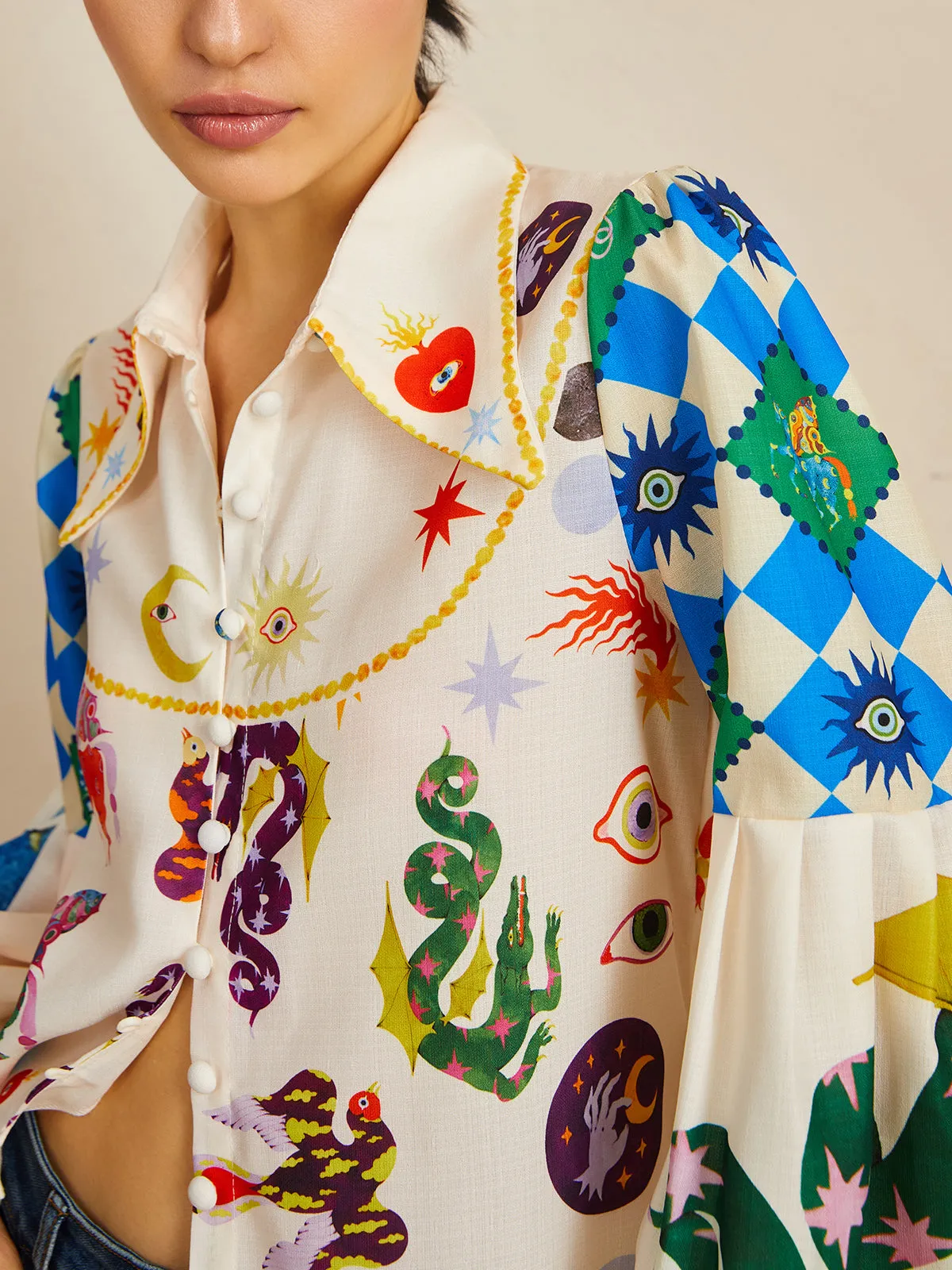 All Over Print Long Sleeve Blouse sold by COMMENSE product image thumbnail 4