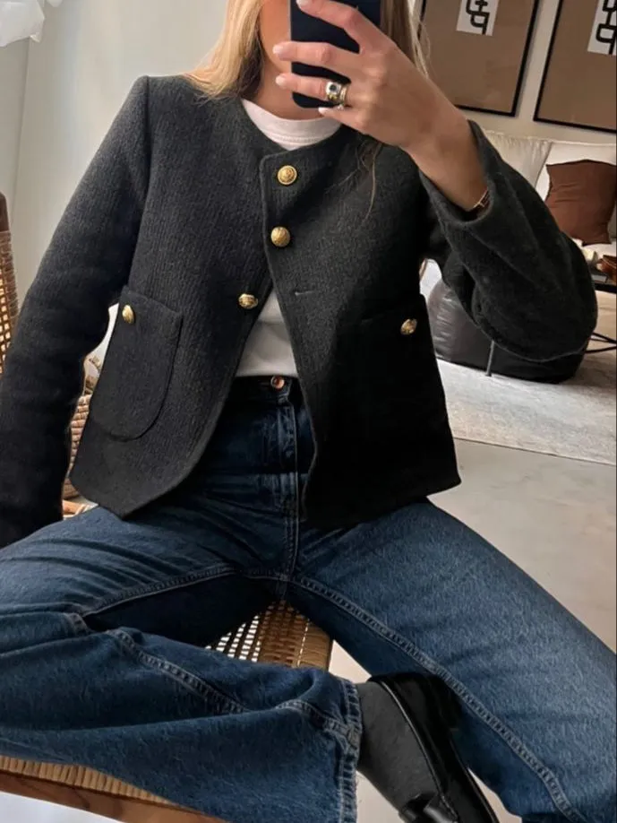 Old Money Aesthetics Tweed Jacket sold by COMMENSE product image thumbnail 2