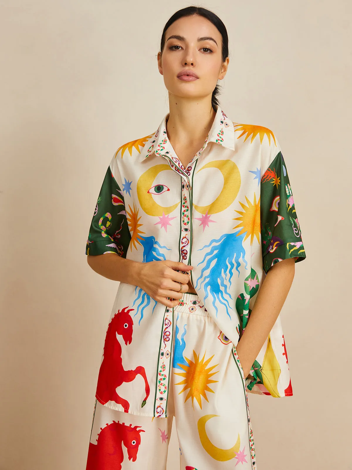 Casual Shift Linen Blend Style Print Pants Set sold by COMMENSE product image thumbnail 3