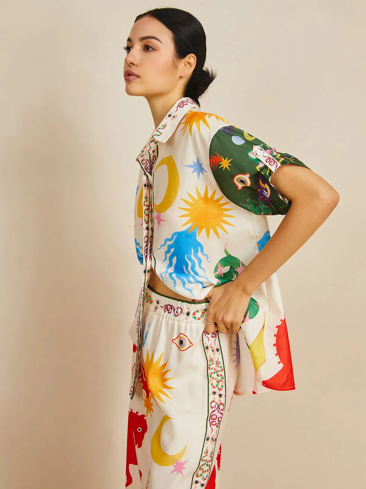 Casual Shift Linen Blend Style Print Pants Set sold by COMMENSE product image thumbnail 4