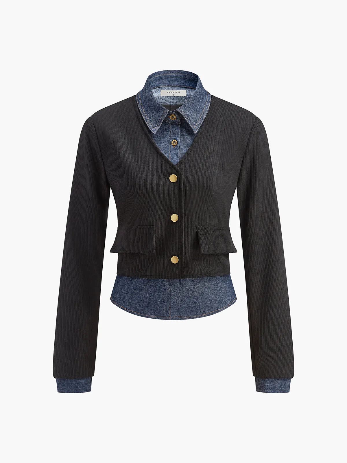 2 in 1 Denim Panel Polo Shirt sold by COMMENSE