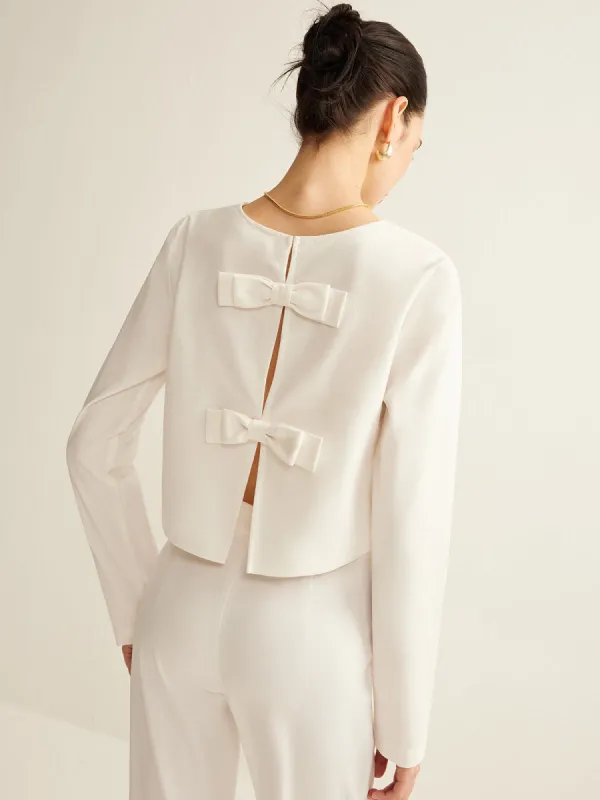 Cotton & Linen Bow Blouse sold by COMMENSE