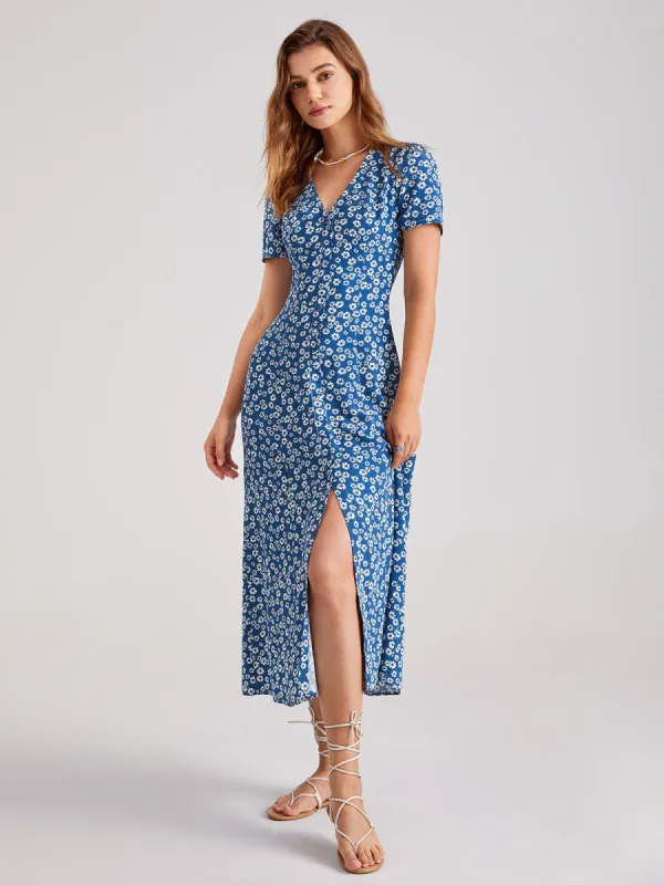 Sweetheart V-Neck Daisy Midi Dress sold by COMMENSE