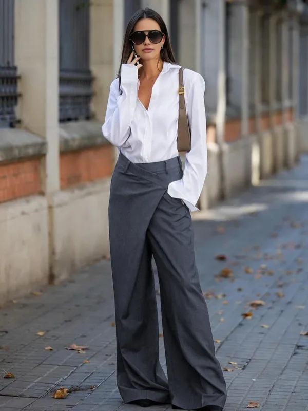 Criss Cross Wide Leg Pants sold by COMMENSE