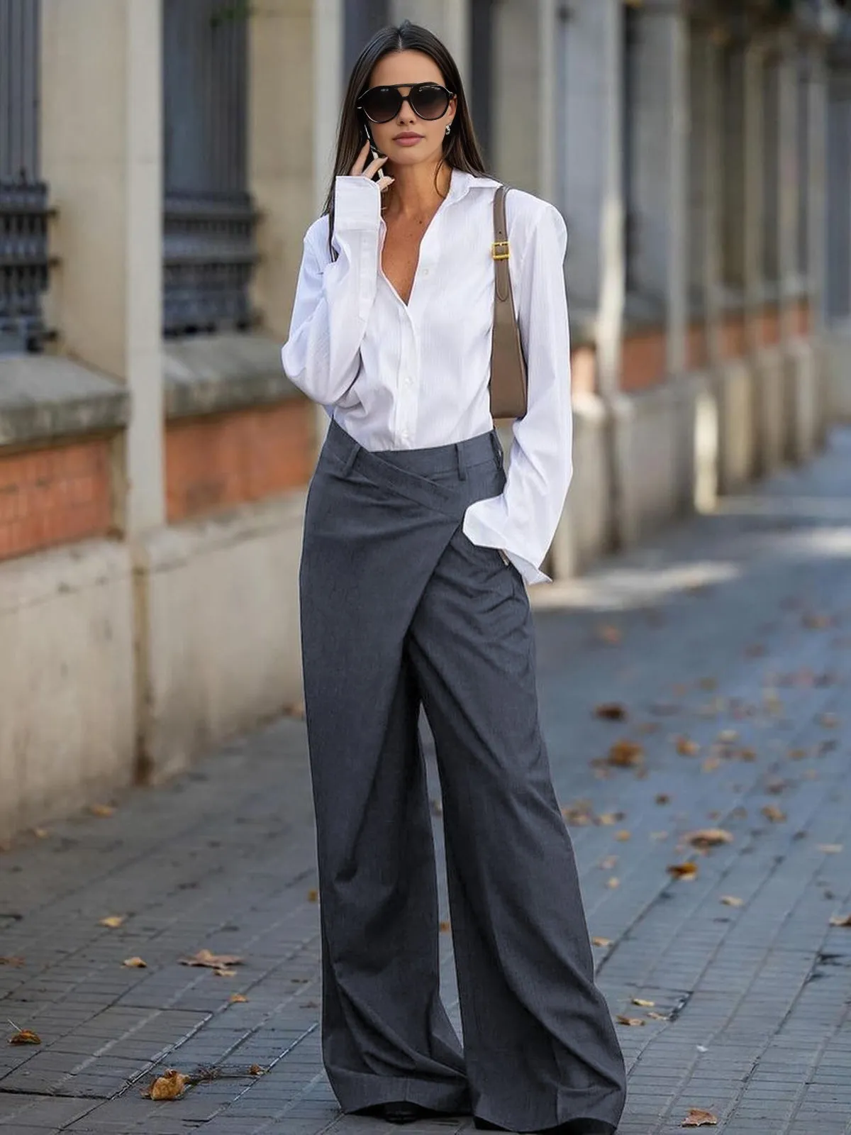 Criss Cross Wide Leg Pants sold by COMMENSE