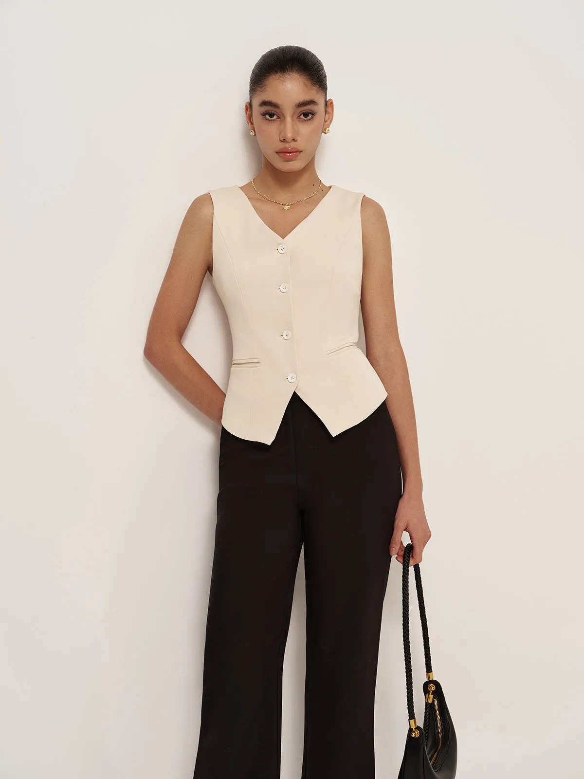 Casual V-Neck Button Pocket Vest sold by COMMENSE product image thumbnail 5