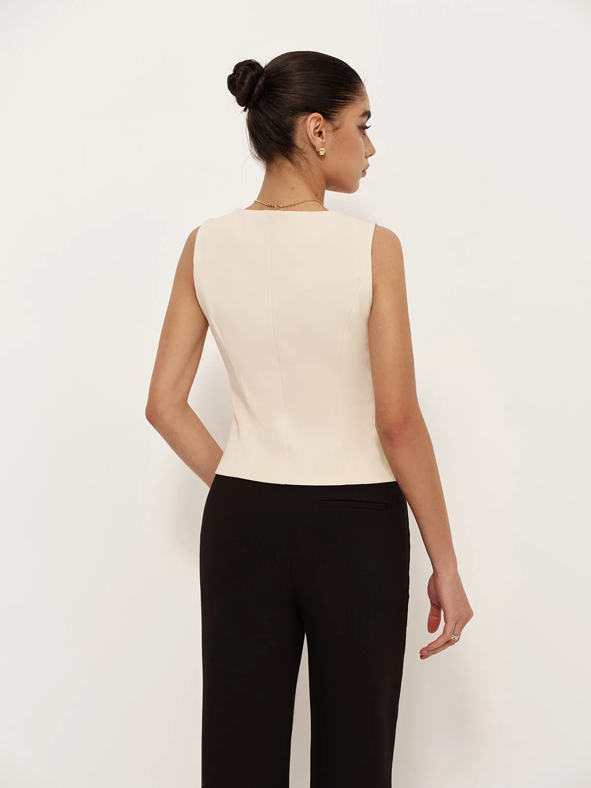 Casual V-Neck Button Pocket Vest sold by COMMENSE product image thumbnail 4