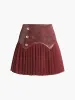Faux Leather Pleated Panel Mini Skirt sold by COMMENSE