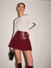 Faux Leather Pleated Panel Mini Skirt sold by COMMENSE
