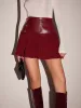Faux Leather Pleated Panel Mini Skirt sold by COMMENSE