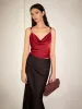 Cowl Neck Metal-Detail Satin Cami Top sold by COMMENSE