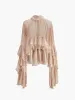 Turtleneck Ruffle Chiffon Blouse sold by COMMENSE