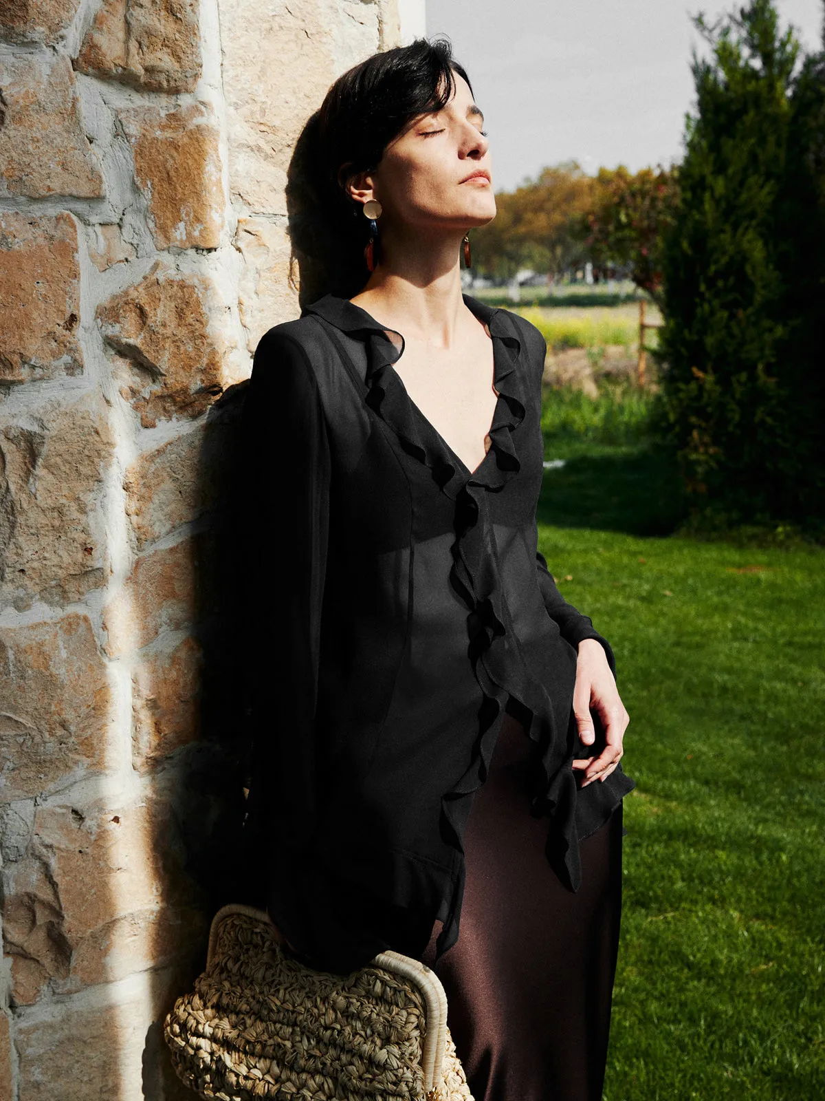 Ruffle Split Thin Blouse sold by COMMENSE product image thumbnail 3