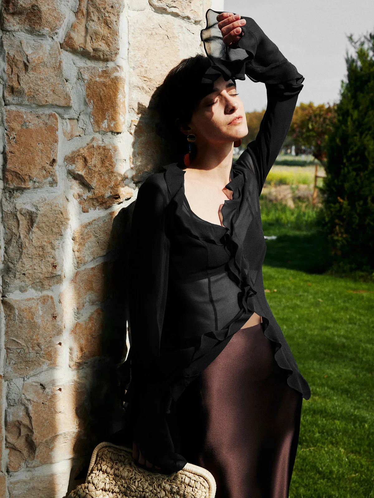 Ruffle Split Thin Blouse sold by COMMENSE product image thumbnail 2