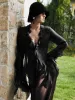 Ruffle Split Thin Blouse sold by COMMENSE