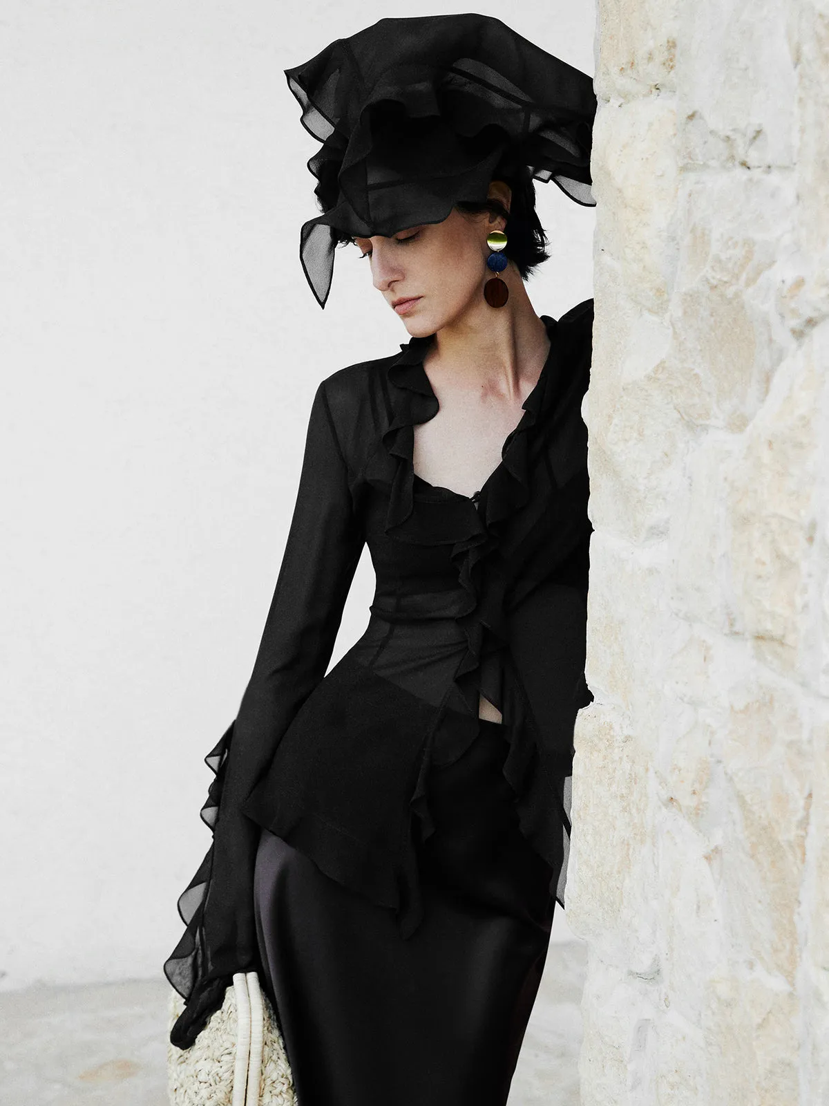 Ruffle Split Thin Blouse sold by COMMENSE product image thumbnail 4