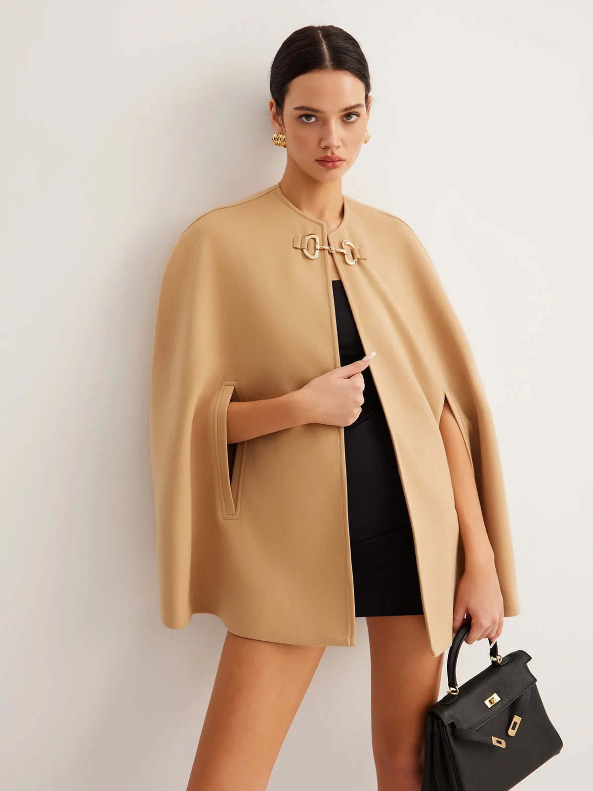 Metal Detail Plain Tweed Cloak sold by COMMENSE product image thumbnail 2