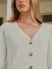 Metal Button V-Neck Cardigan sold by COMMENSE