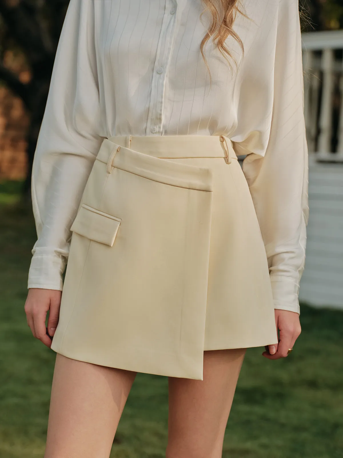 Asymmetrical Wrap High Waist Skirt sold by COMMENSE