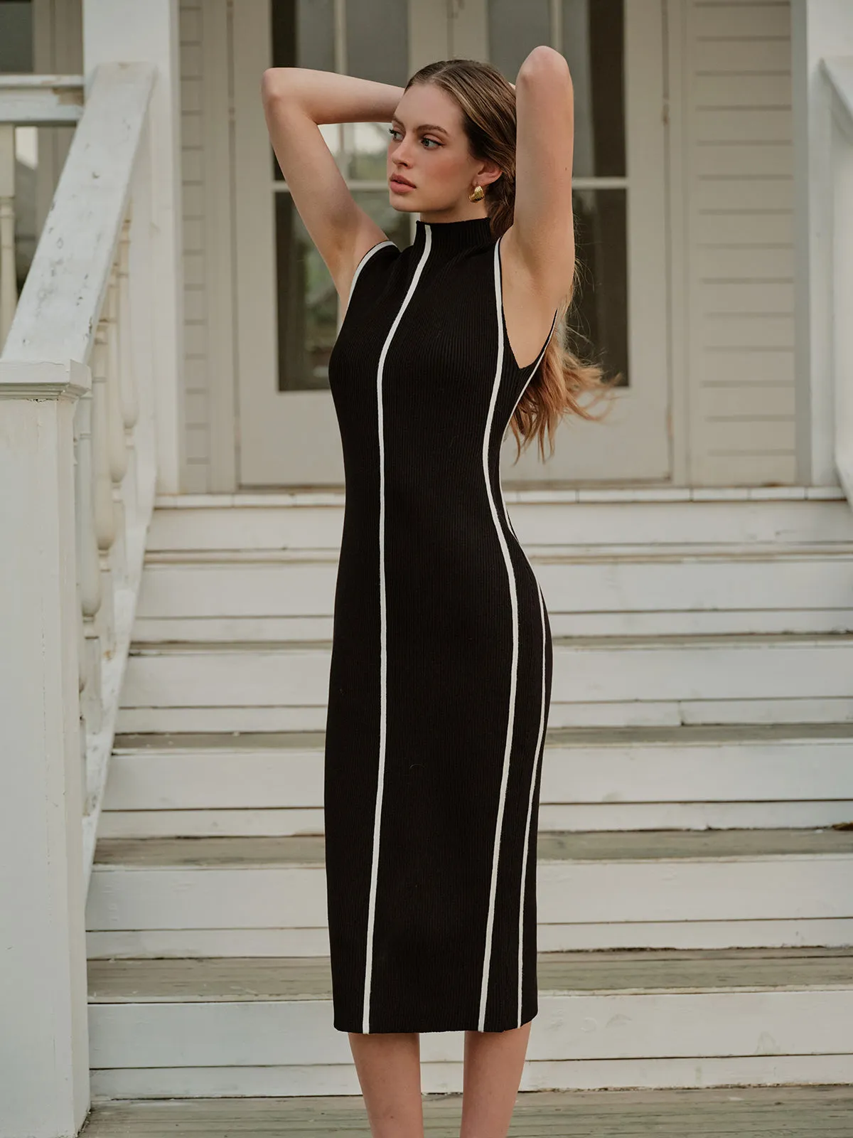 Sleeveless Color Block Sweater Dress sold by COMMENSE product image thumbnail 2