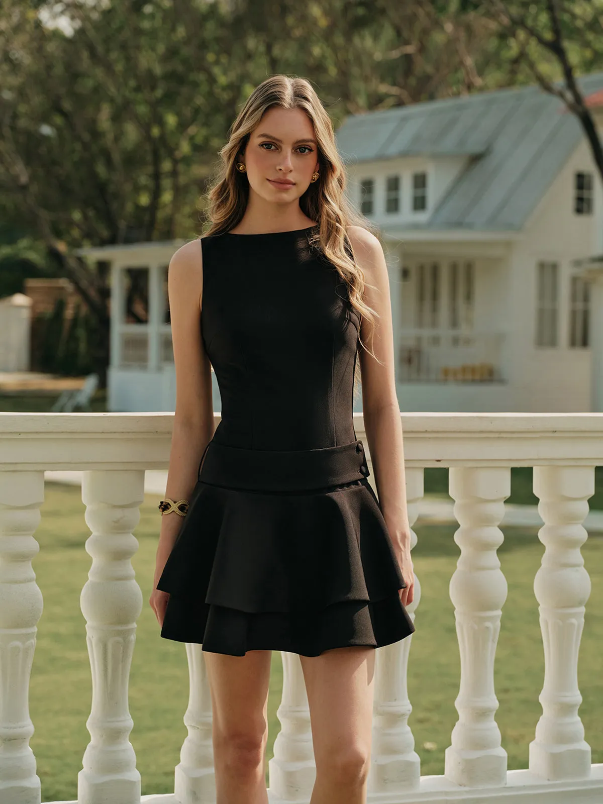 Sleeveless Button Ruffled Short Dress sold by COMMENSE product image thumbnail 2