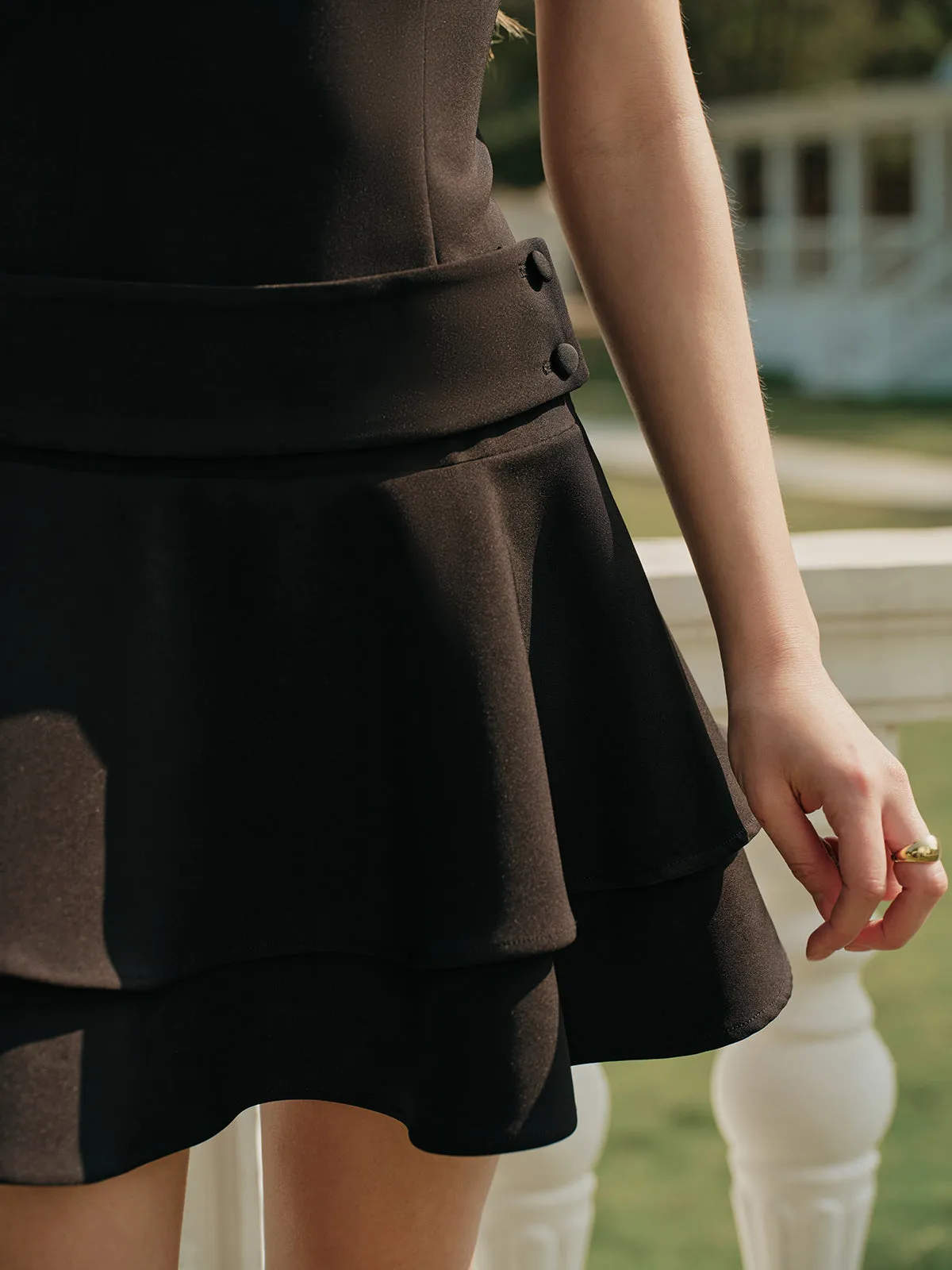 Sleeveless Button Ruffled Short Dress sold by COMMENSE product image thumbnail 5