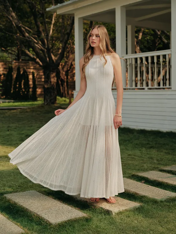 Semi-Sheer Lace Sleeveless Dress sold by COMMENSE