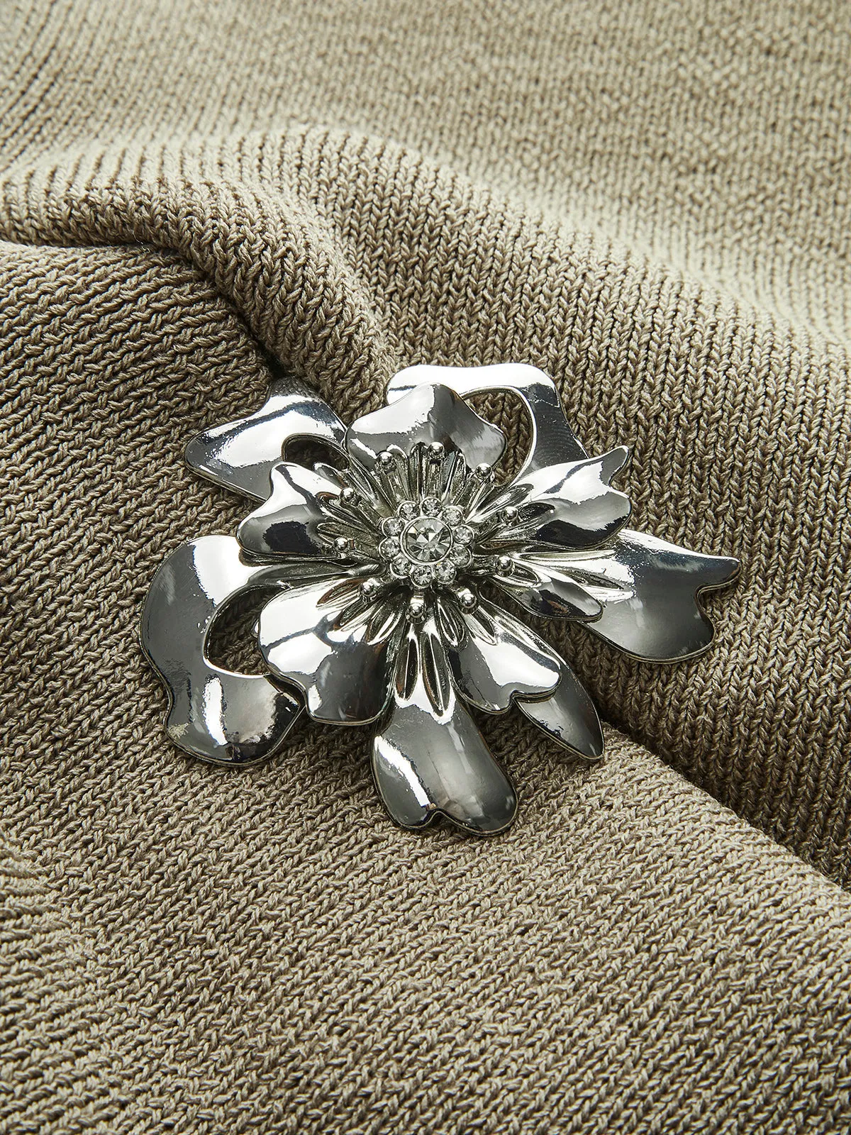 Asymmetric Neck Metal Detail Knit Top sold by COMMENSE product image thumbnail 3