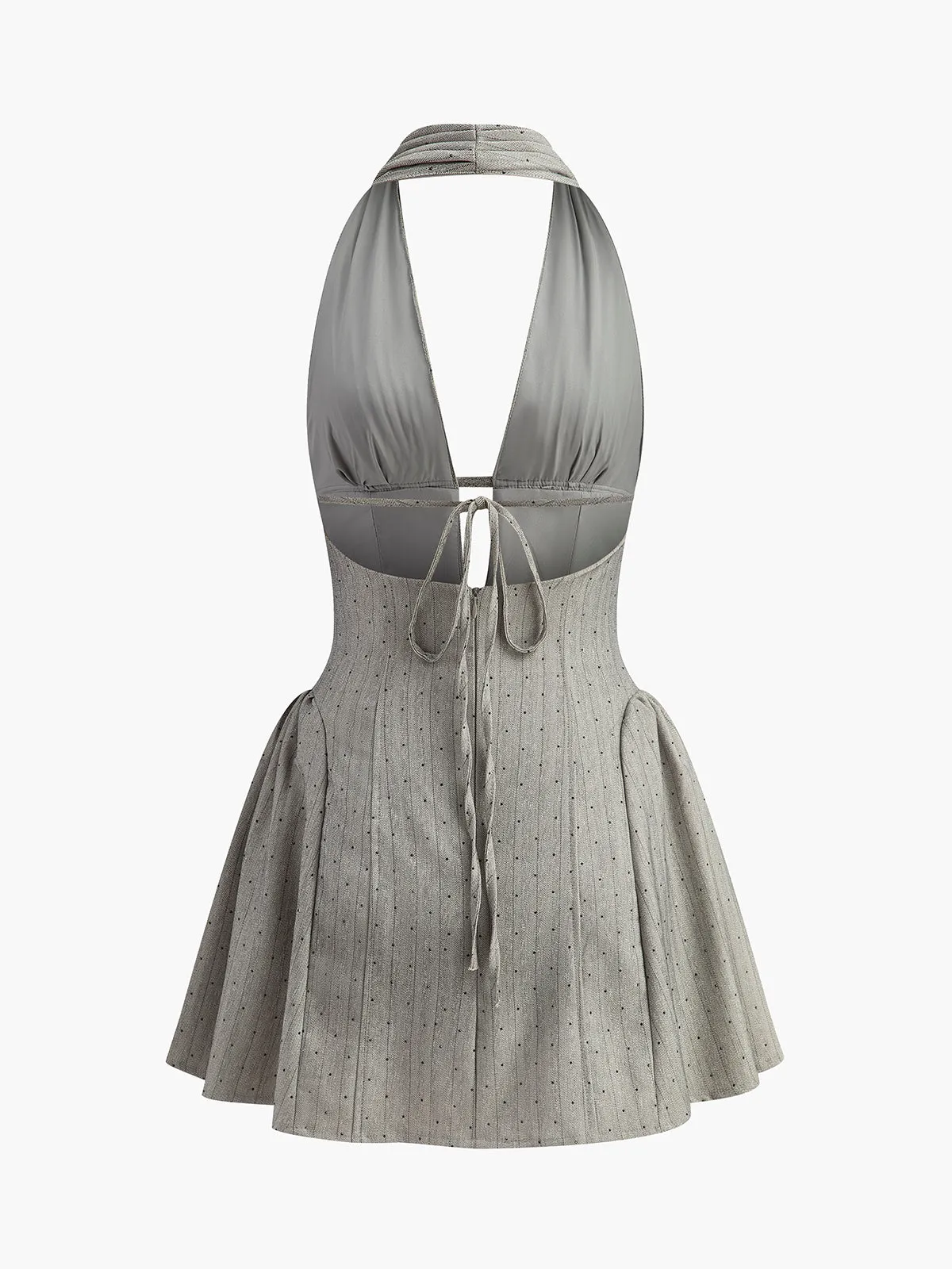 Back Tie Halter Pleated Dress sold by COMMENSE product image thumbnail 2