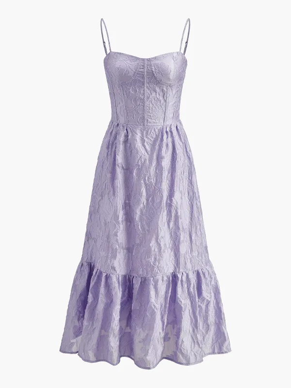 Floral Jacquard Lace-Up Dress sold by COMMENSE