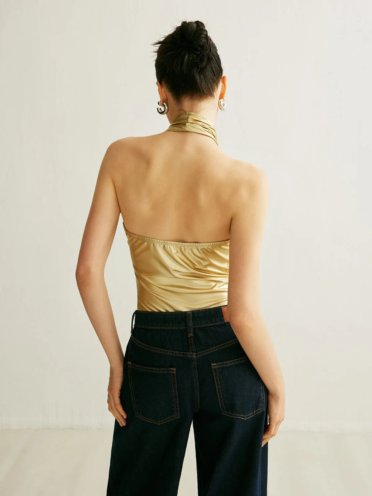 PU Cross-Back Halter Top sold by COMMENSE product image thumbnail 5