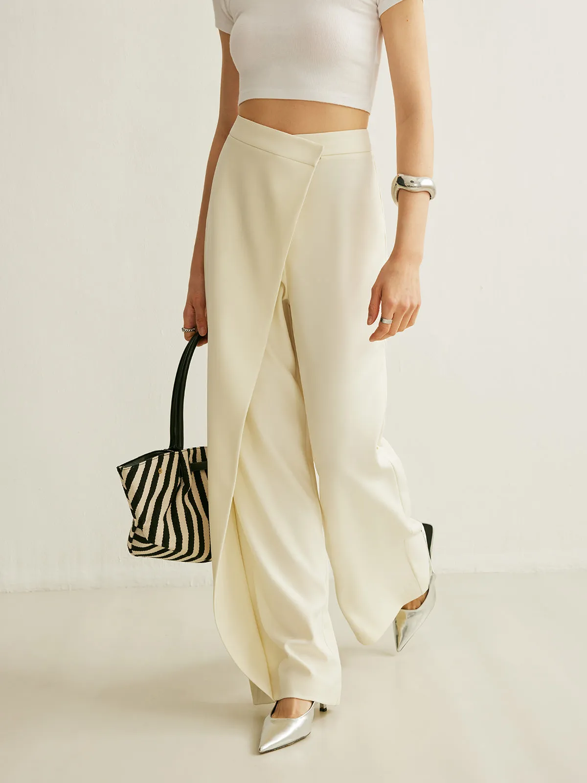 Asymmetrical Cross Wrap High-Waist Pants sold by COMMENSE product image thumbnail 4