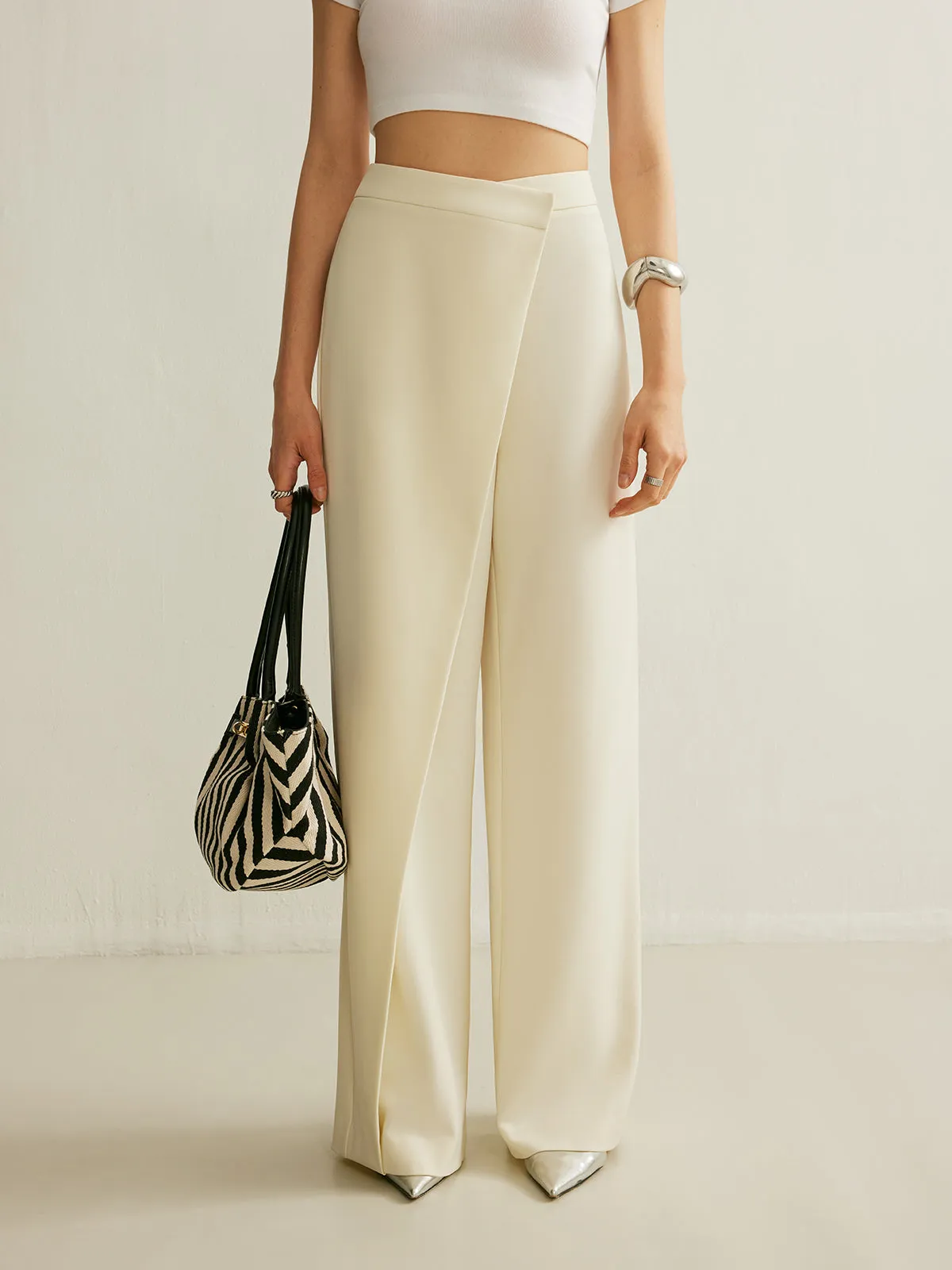 Asymmetrical Cross Wrap High-Waist Pants sold by COMMENSE product image thumbnail 2