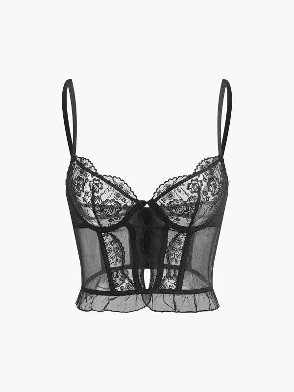 Floral Lace Corset Top sold by COMMENSE