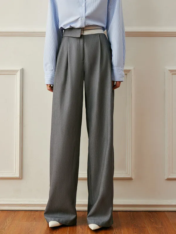 Color Block High-Waisted Pleated Pants sold by COMMENSE