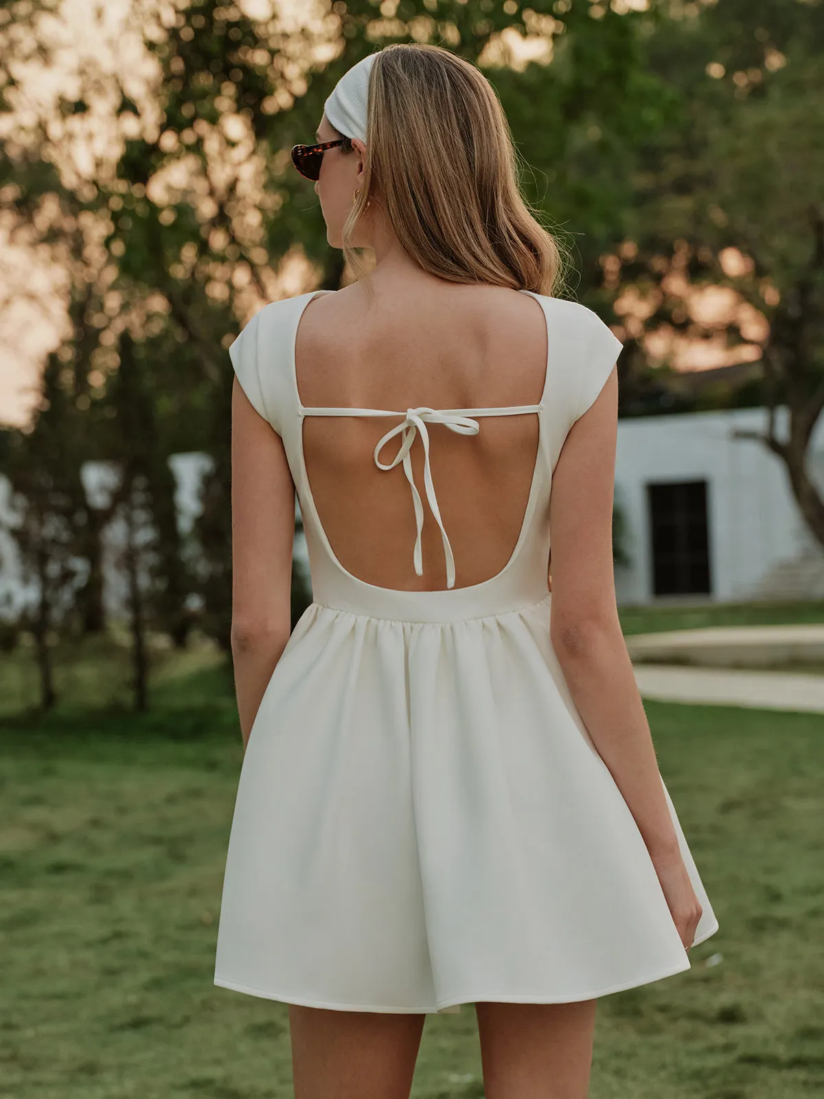 Back Tie Pleated Panel Dress sold by COMMENSE product image thumbnail 4