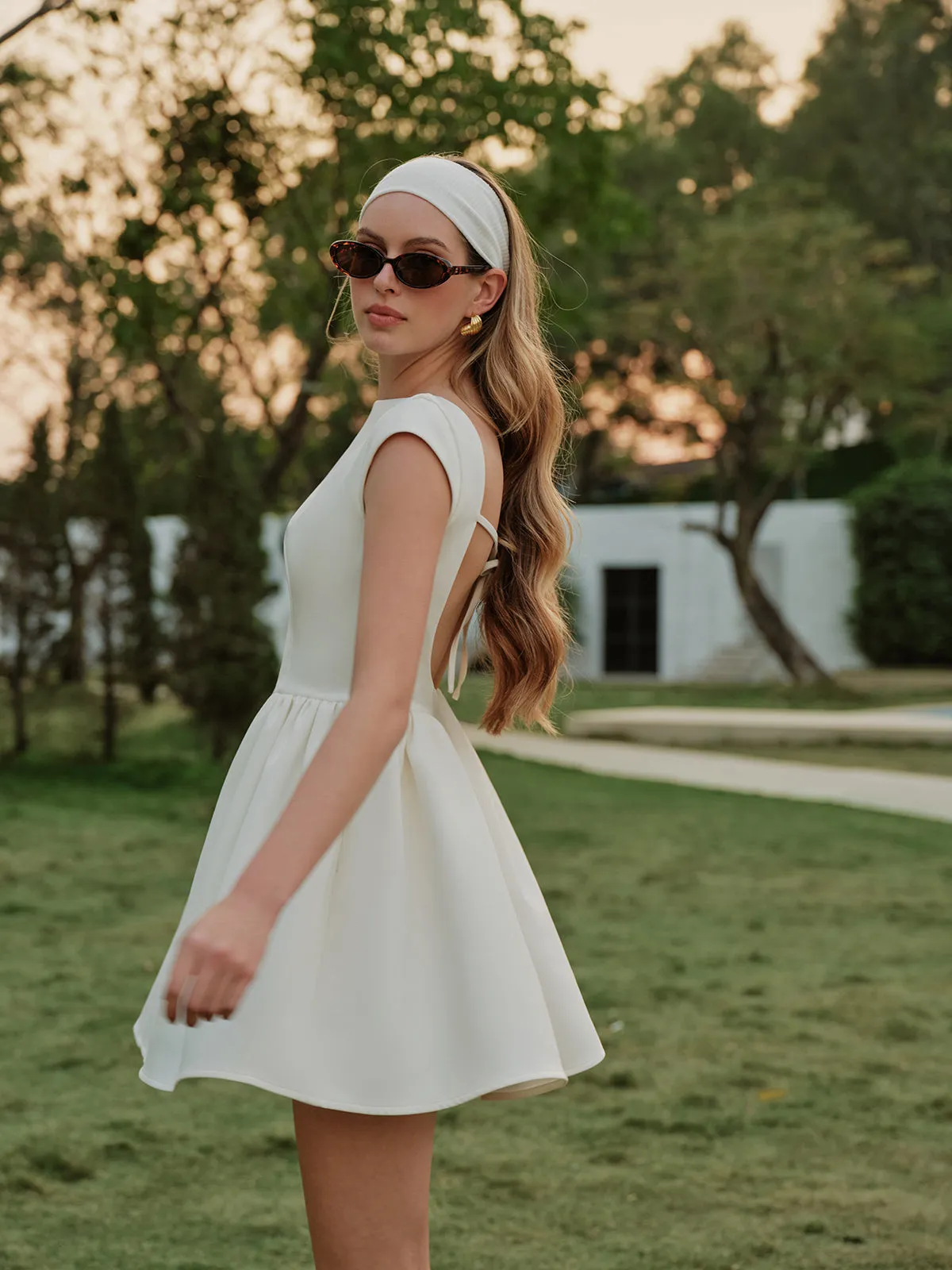 Back Tie Pleated Panel Dress sold by COMMENSE product image thumbnail 5