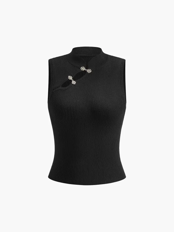 Metal Disc Button Sweater Vest sold by COMMENSE