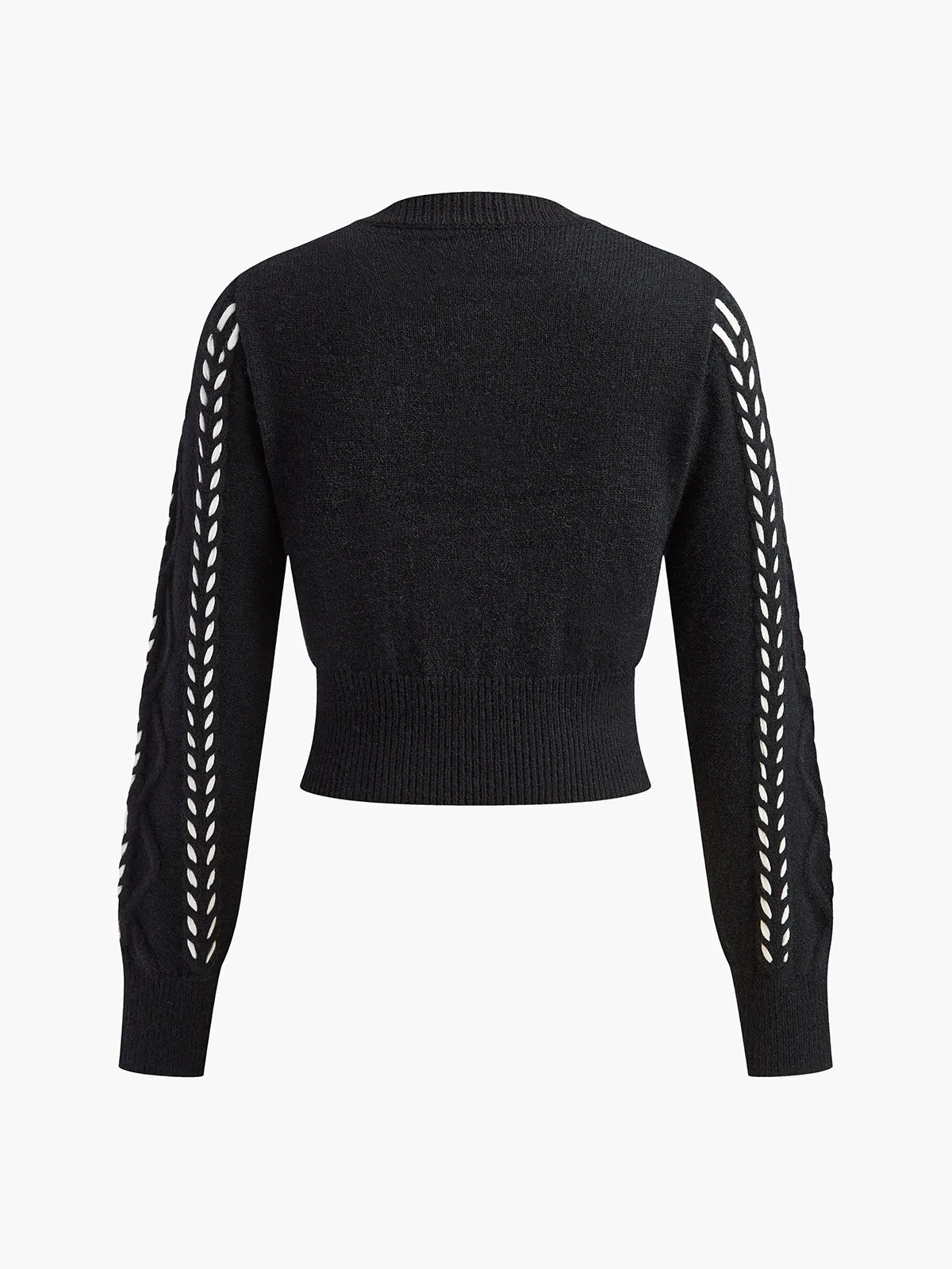 Contrast Binding Cinched Twist Sweater sold by COMMENSE product image thumbnail 2