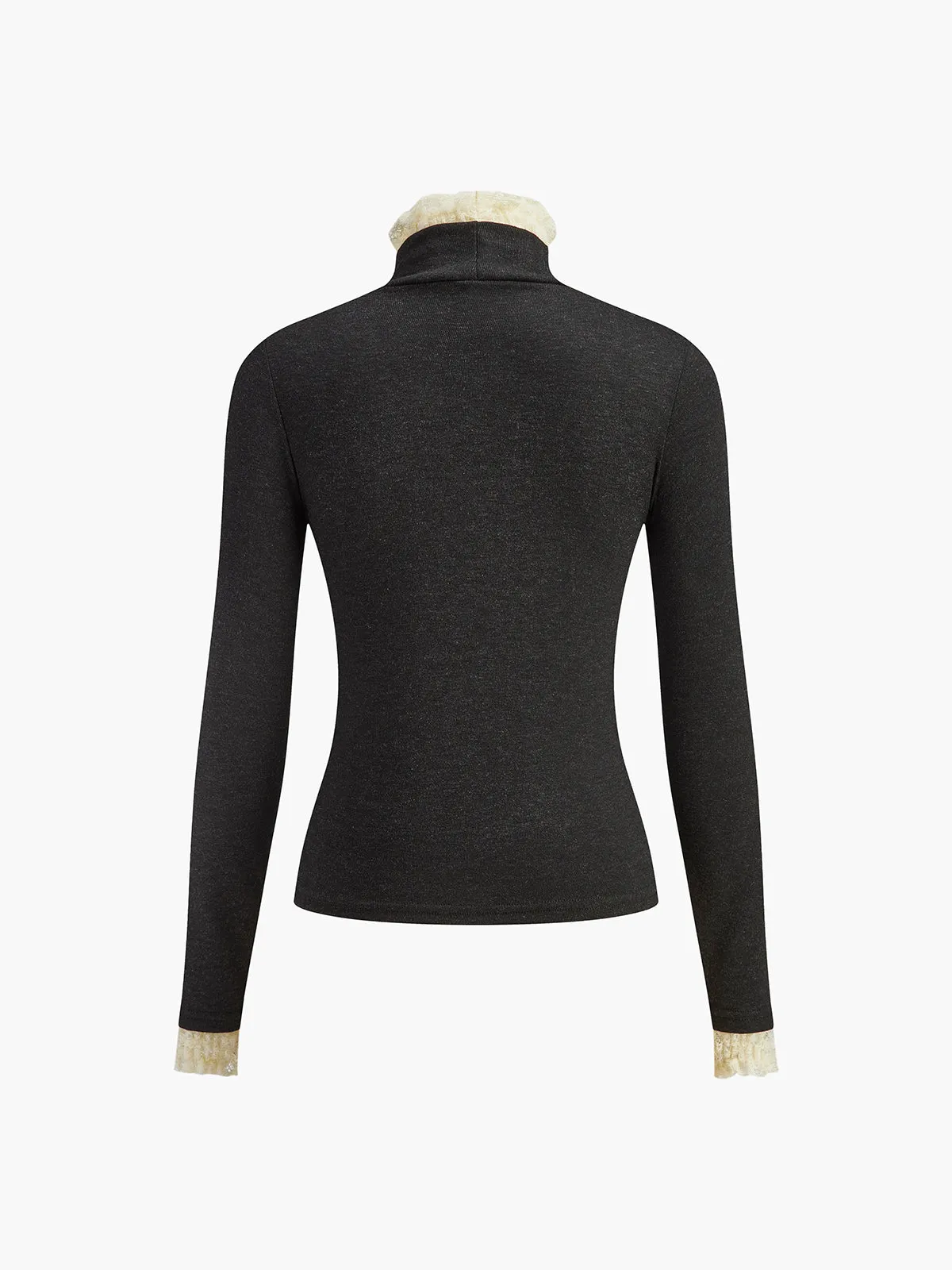 Elegant Contrast Trim Jersey Top sold by COMMENSE product image thumbnail 4