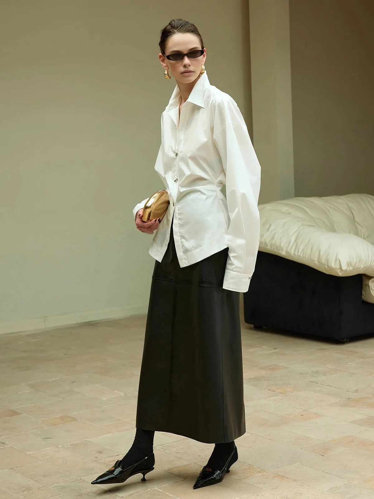 Cotton Side Pleated Polo Shirt sold by COMMENSE product image thumbnail 5