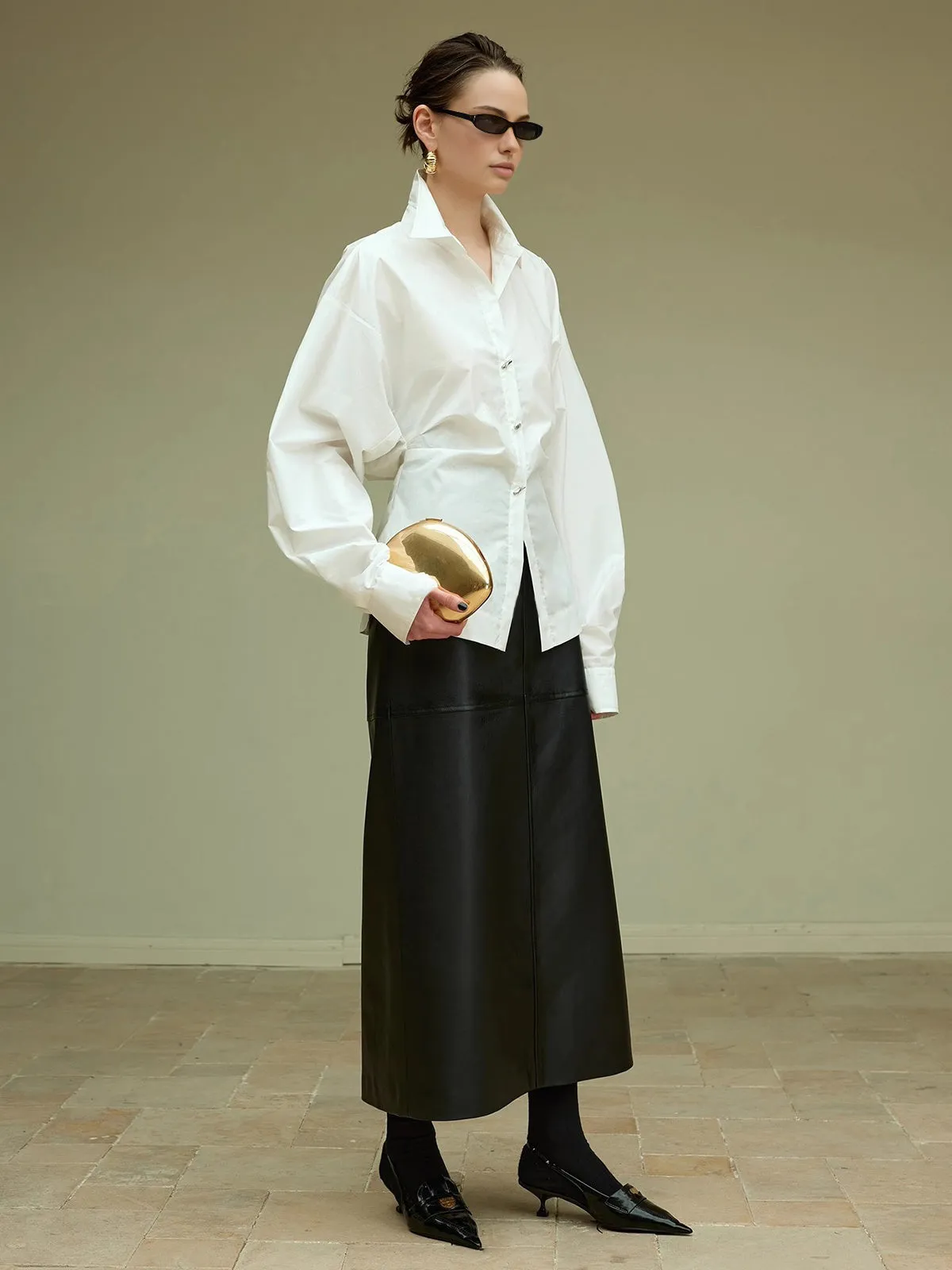 Cotton Side Pleated Polo Shirt sold by COMMENSE product image thumbnail 2