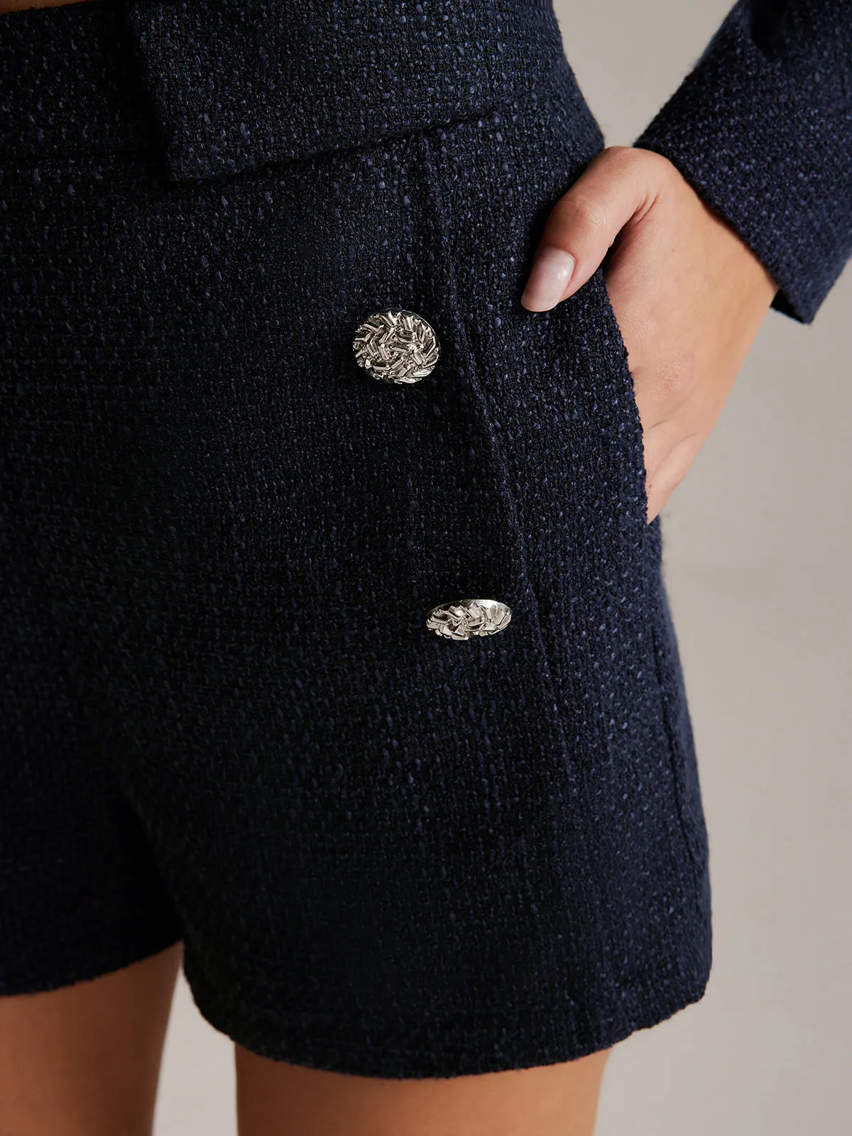 Button Decor Tweed Shorts sold by COMMENSE product image thumbnail 5