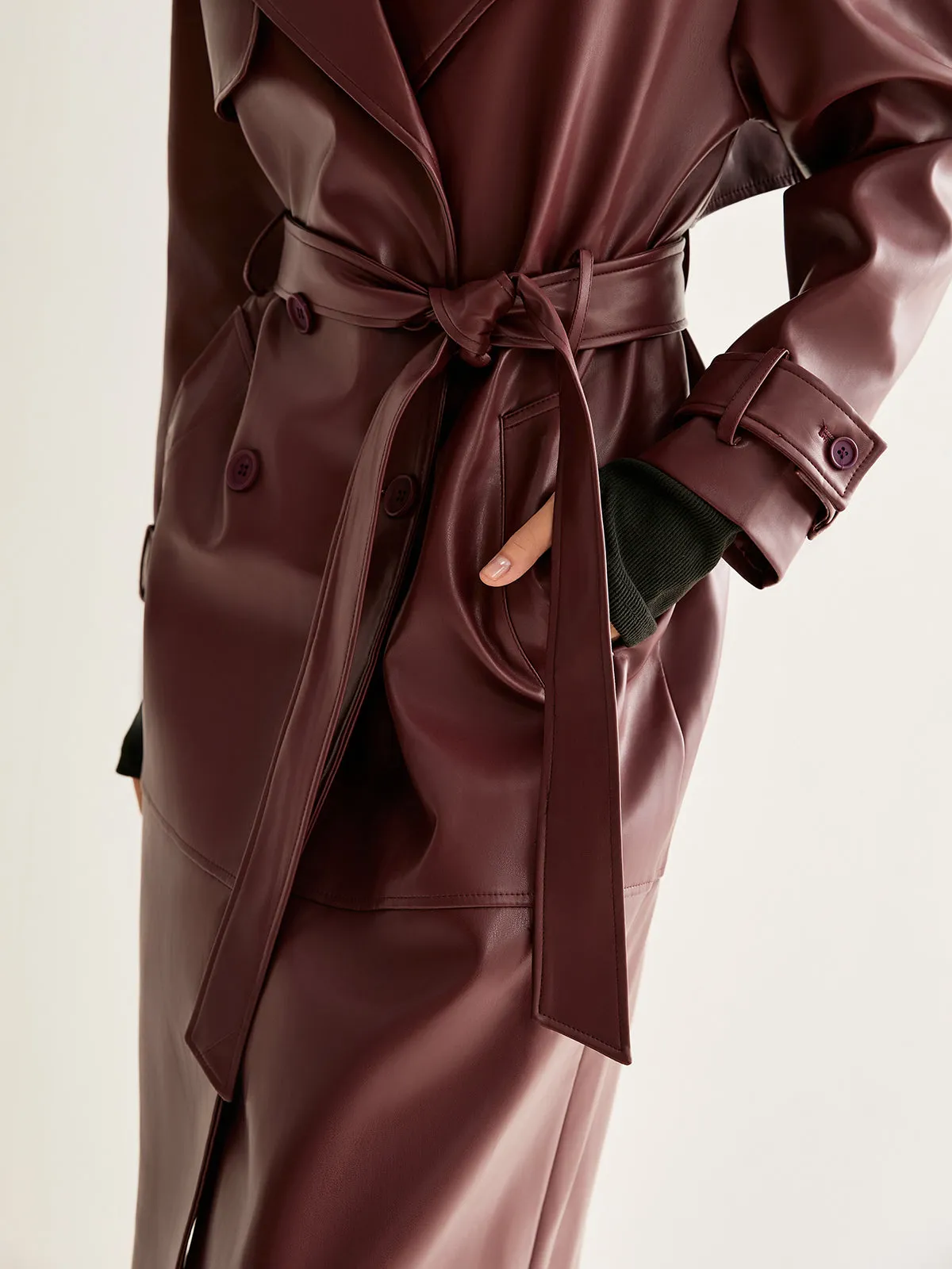 Windproof PU Leather Long Jacket sold by COMMENSE product image thumbnail 2