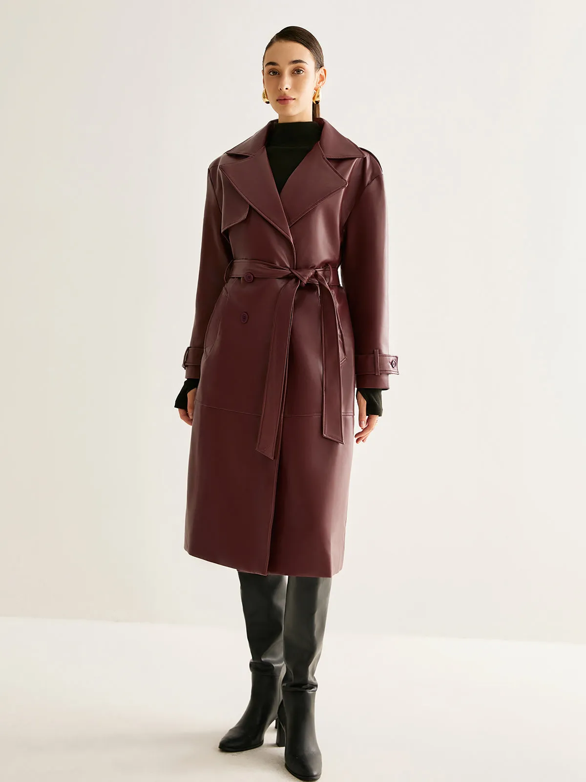 Windproof PU Leather Long Jacket sold by COMMENSE