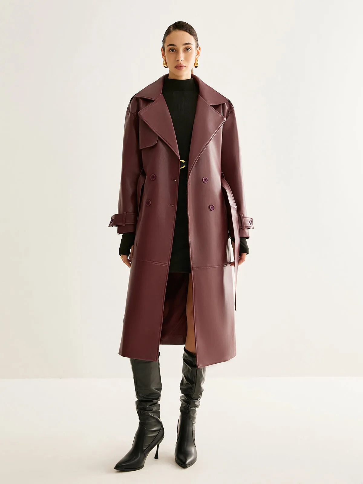 Windproof PU Leather Long Jacket sold by COMMENSE product image thumbnail 4