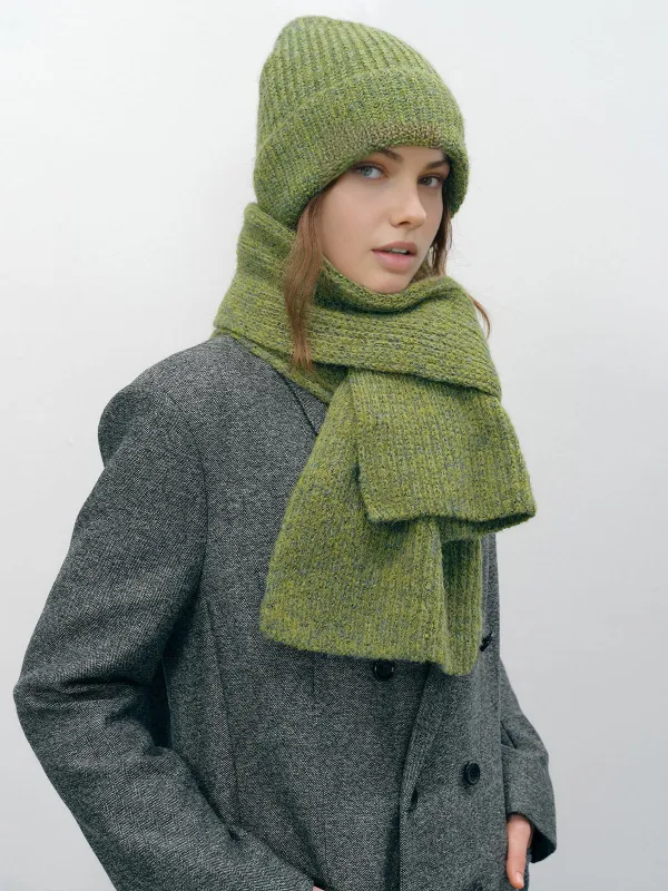 Plain Warm Knit Hat With Matching Scarf sold by COMMENSE