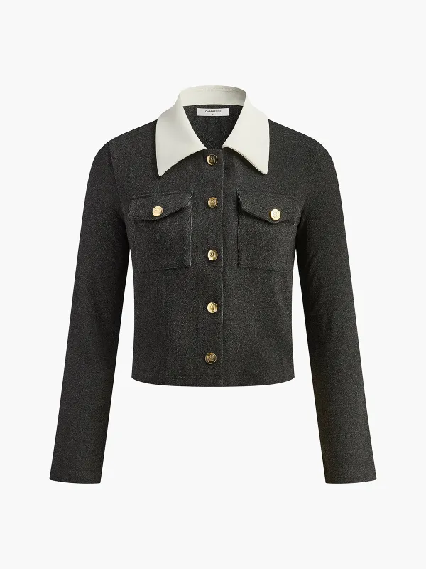 Contrast Collar Breasted Petite Jacket sold by COMMENSE