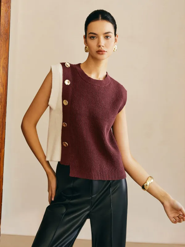 Oversized Color Block Sweater Vest sold by COMMENSE